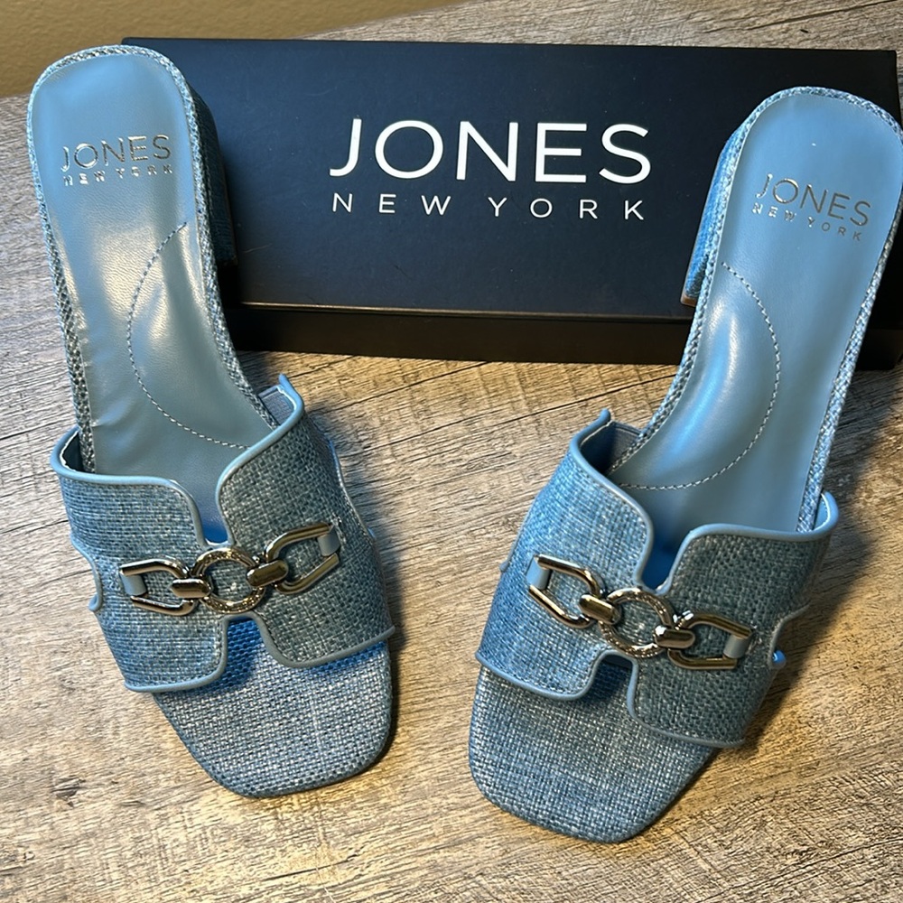 Blue Raffia Jones New York Sandals, Size 8m - Picture 2 of 4